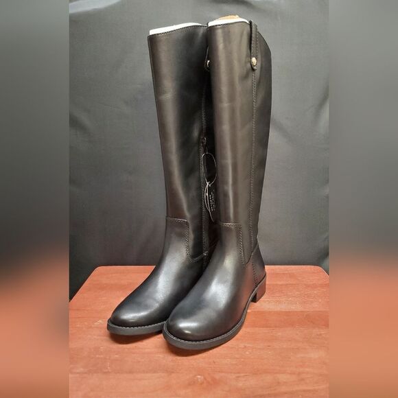FAWNE WIDE CALF International Concepts Size 6M Black Leather Riding Boots - Picture 1 of 13